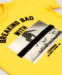 Camiseta-Infantil--Skateboard--Manga-Curta-Gola-Careca-em-Algodao---Sustentavel-Amarela-9227521-Amarelo_3