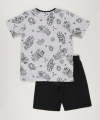 Pijama-Infantil-Estampado-de-Robo-Manga-Curta-Cinza-Mescla-9133493-Cinza_Mescla_2