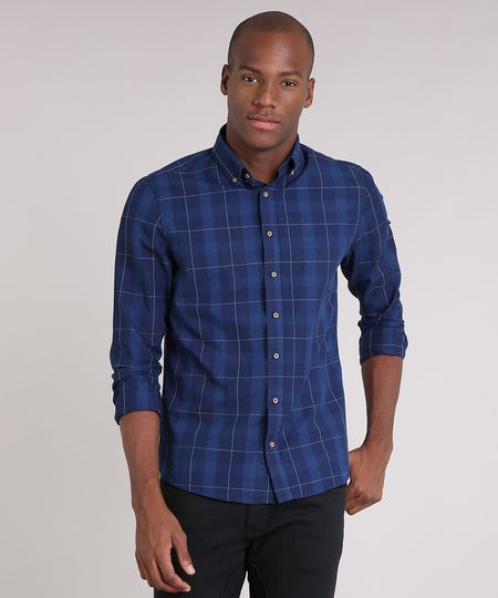 Camisa-Masculina-Comfort-Xadrez-Manga-Longa-Azul-Marinho-9049893-Azul_Marinho_1 Camisa-Masculina-Comfort-Xadrez-Manga-Longa-Azul-Marinho-9049893-Azul_Marinho_1