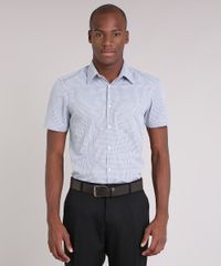 Camisa-Masculina-Comfort-Xadrez-com-Bolso-Manga-Curta-Cinza-8653954-Cinza_1