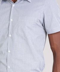 Camisa-Masculina-Comfort-Xadrez-com-Bolso-Manga-Curta-Cinza-8653954-Cinza_4