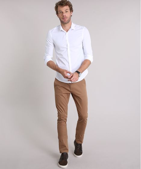 calça chino branca masculina