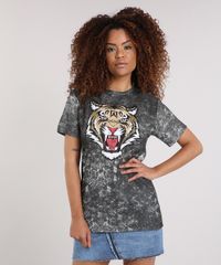 Blusa-Feminina-Longa-Tigre-Manga-Curta-Decote-Redondo-Chumbo-8971715-Chumbo_1