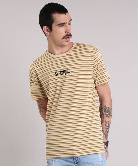 Camiseta-Masculina-Listrada--St--Tripe--Manga-Curta-Gola-Careca-Amarela-9195971-Amarelo_1