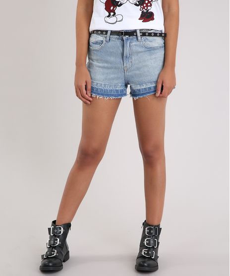 Short-Jeans-Feminino-Vintage-com-Cinto-de-Ilhoses-Azul-Claro-9217854-Azul_Claro_1