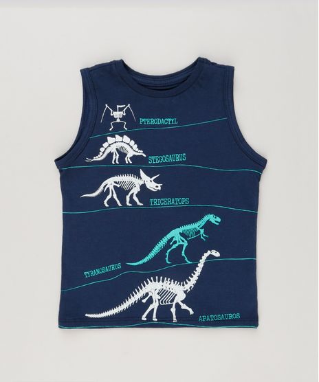 Regata-Infantil-Dinossauros-Gola-Careca-em-Algodao---Sustentavel-Azul-Marinho-9224675-Azul_Marinho_1
