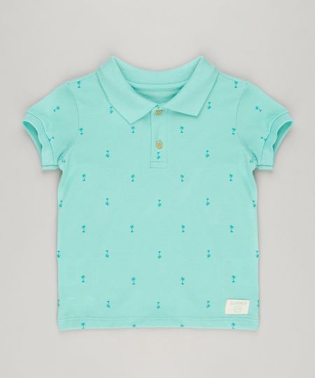 Polo-Infantil-Estampada-de-Coqueiros-Manga-Curta-em-Algodao---Sustentavel-Verde-Claro-9228575-Verde_Claro_1