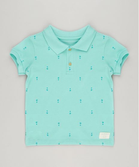 Polo-Infantil-Estampada-de-Coqueiros-Manga-Curta-em-Algodao---Sustentavel-Verde-Claro-9228575-Verde_Claro_1