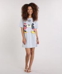 Camisola-Feminina-Estampada-de-Poas-Mickey-e-Minnie-Manga-Curta-Cinza-Mescla-9189463-Cinza_Mescla_1