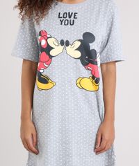 Camisola-Feminina-Estampada-de-Poas-Mickey-e-Minnie-Manga-Curta-Cinza-Mescla-9189463-Cinza_Mescla_3