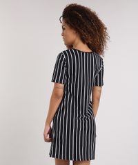 Vestido-Feminino-Listrado-Curto-Manga-Curta-Decote-Redondo-Preto-9129249-Preto_2