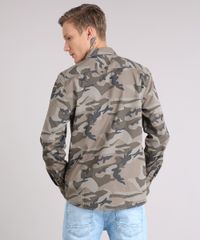 Camisa-Masculina-Estampada-Camuflada-com-Bolsos-Manga-Longa-Verde-Militar-8875704-Verde_Militar_2
