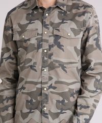 Camisa-Masculina-Estampada-Camuflada-com-Bolsos-Manga-Longa-Verde-Militar-8875704-Verde_Militar_4
