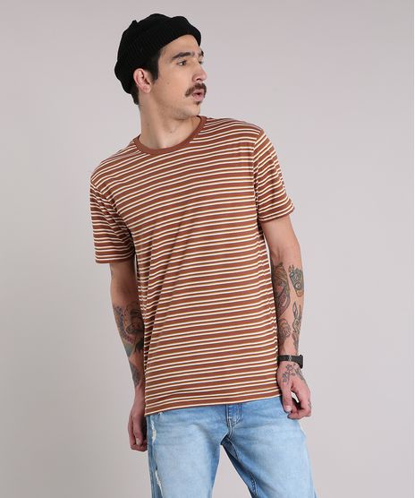 Camiseta-Masculina-Listrada-Manga-Curta-Gola-Careca-Marrom-9195970-Marrom_1