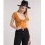 Blusa-Feminina-Cropped-com-No-Manga-Curta-Amarelo-Escuro-9207816-Amarelo_Escuro_1