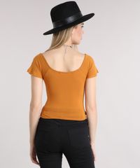 Blusa-Feminina-Cropped-com-No-Manga-Curta-Amarelo-Escuro-9207816-Amarelo_Escuro_2
