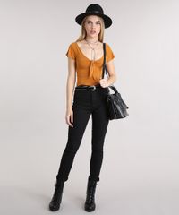 Blusa-Feminina-Cropped-com-No-Manga-Curta-Amarelo-Escuro-9207816-Amarelo_Escuro_3
