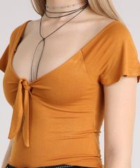 Blusa-Feminina-Cropped-com-No-Manga-Curta-Amarelo-Escuro-9207816-Amarelo_Escuro_4