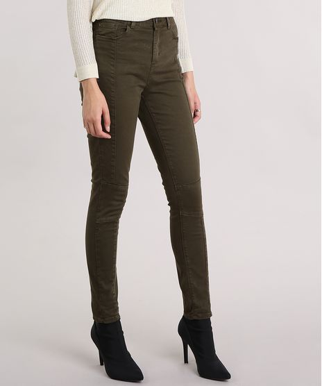 Calca-Feminina-Super-Skinny-com-Recortes-Cintura-Super-Alta-Verde-Militar-9102261-Verde_Militar_1
