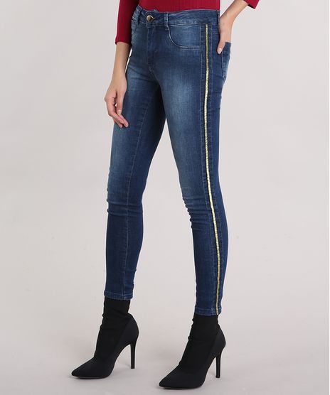 Calca-Jegging-Feminina-Sawary-Cintura-Alta-com-Vies-de-Lurex-Azul-Escuro-9162720-Azul_Escuro_1