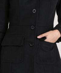 casaco preto acinturado