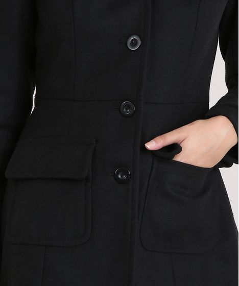 casaco comprido preto feminino