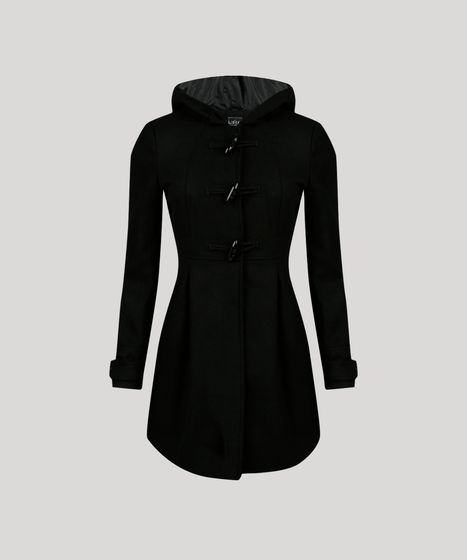 casaco preto acinturado