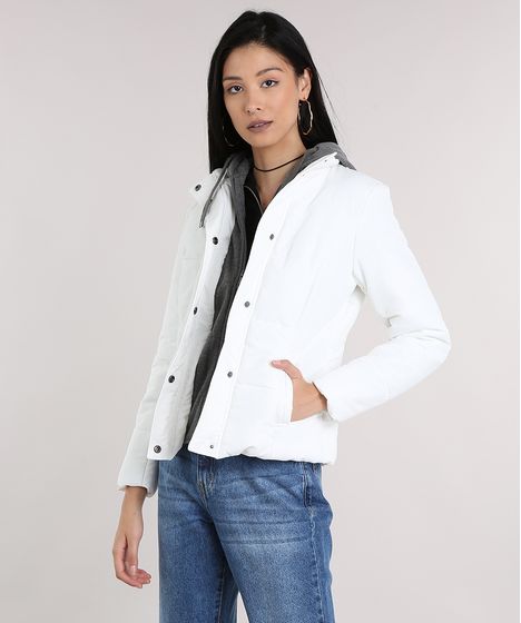 casaco moletom branco feminino