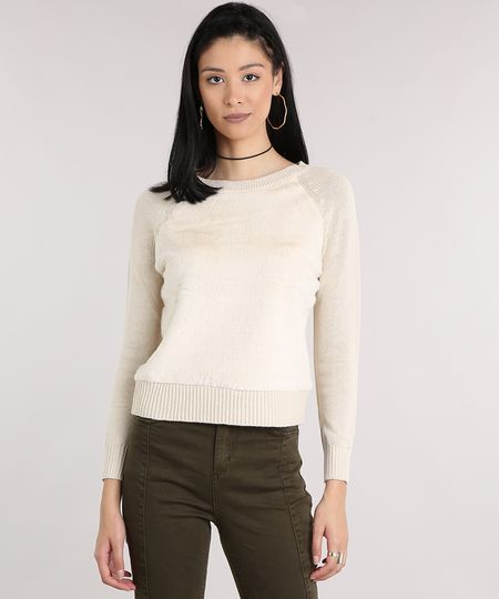 Sueter-Feminino-em-Trico-com-Pelo-Manga-Longa-Decote-Redondo-Bege-Claro-8891763-Bege_Claro_1 Sueter-Feminino-em-Trico-com-Pelo-Manga-Longa-Decote-Redondo-Bege-Claro-8891763-Bege_Claro_1
