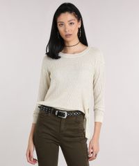 Sueter-Feminino-com-Lurex-em-Trico-Manga-Longa-Decote-Redondo-Bege-Claro-8897230-Bege_Claro_1