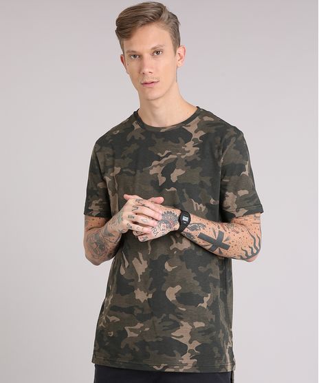 Camiseta-Masculina-Longa-Estampada-Camuflada-Manga-Curta-Gola-Careca-Verde-Militar-9153431-Verde_Militar_1