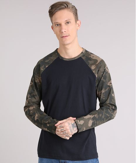 Camiseta-Masculina-Raglan-com-Estampa-Camuflada-Manga-Longa-Gola-Careca-Preta-9153433-Preto_1