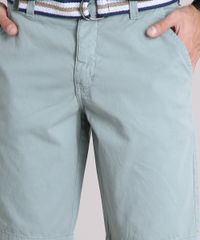 Bermuda-Sarja-Masculina-Reta-com-Cinto-Cadarco-Listrado-e-Bolsos-Verde-9100776-Verde_4