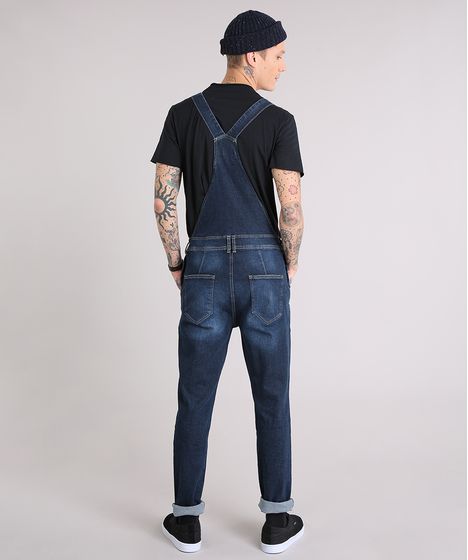 macacão jeans masculino preto