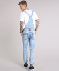 Macacao-Jeans-Masculino-Marmorizado-com-Botoes-Laterais-Azul-Claro-9190637-Azul_Claro_2