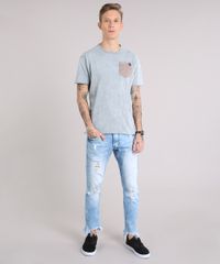 Camiseta-Masculina-Marmorizada-com-Bolso-Manga-Curta-Gola-Careca-Cinza-Mescla-9153434-Cinza_Mescla_3