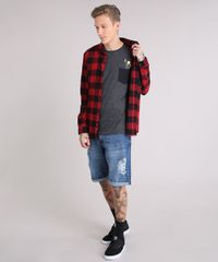 Camiseta-Masculina-Simpsons-com-Bolso-Manga-Curta-Gola-Careca-Cinza-Mescla-Escuro-9150263-Cinza_Mescla_Escuro_3