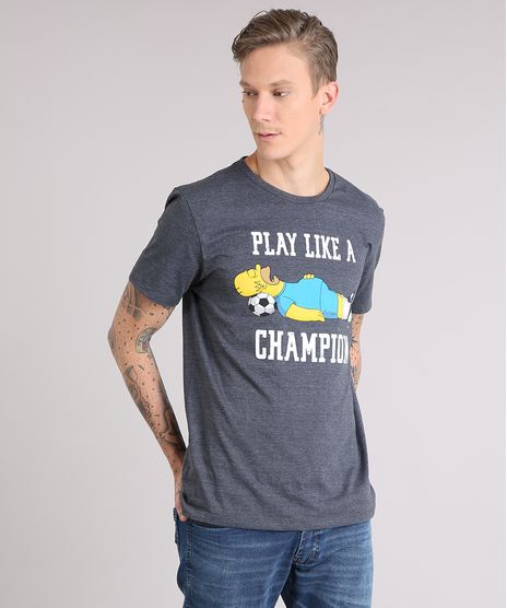 Camiseta-Masculina-Simpsons--Play-Like-a-Champion--Manga-Curta-Gola-Careca-Cinza-Mescla-Escuro-9150262-Cinza_Mescla_Escuro_1