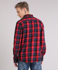 Camisa-Masculina-Xadrez-com-Bolsos-Manga-Longa-Vermelha-8886257-Vermelho_2