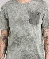 Camiseta-Masculina-Marmorizada-com-Bolso-Manga-Curta-Gola-Careca-Verde-Militar-9153434-Verde_Militar_4
