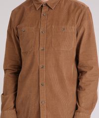 Camisa-Masculina-em-Veludo-Cotele-com-Bolsos-Manga-Longa-Caramelo-8894345-Caramelo_4