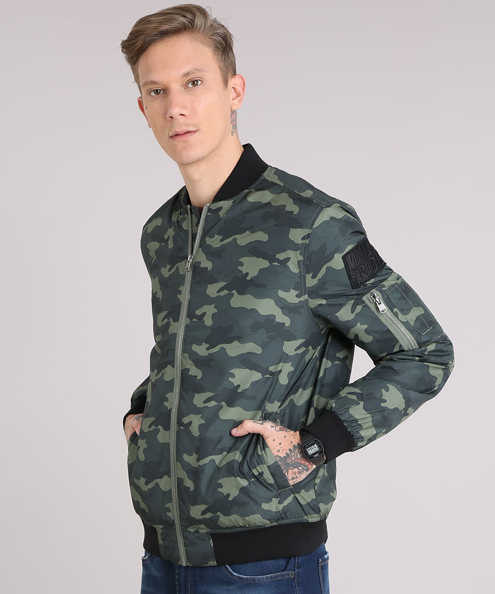 jaqueta bomber verde militar masculina