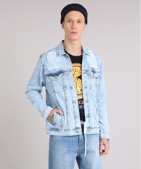 jaqueta jeans masculina clara