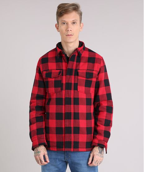 Jaqueta-Masculina-Xadrez-com-Bolsos-Vermelha-8883315-Vermelho_1