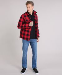 Jaqueta-Masculina-Xadrez-com-Bolsos-Vermelha-8883315-Vermelho_3