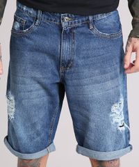 Bermuda-Jeans-Masculina-Reta-Destroyed-com-Bolsos-Azul-Escuro-9178525-Azul_Escuro_4