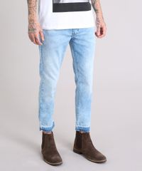 Calca-Jeans-Masculina-Skinny-Cropped-com-Barra-Desfeita-Azul-Claro-9185791-Azul_Claro_1