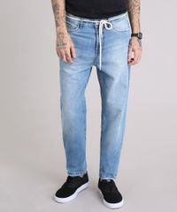 Calca-Jeans-Masculina-Baggy-com-Cordao-Azul-Claro-9166440-Azul_Claro_1