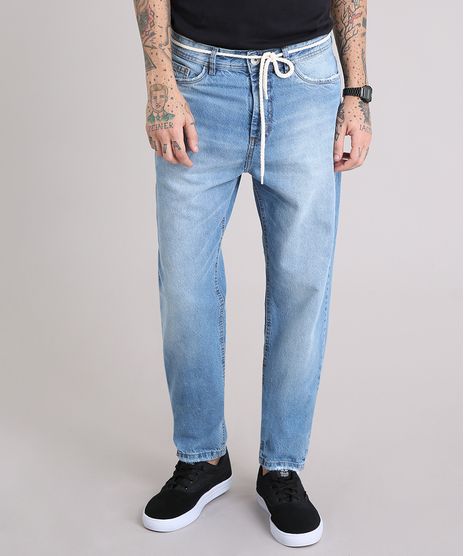 Calca-Jeans-Masculina-Baggy-com-Cordao-Azul-Claro-9166440-Azul_Claro_1