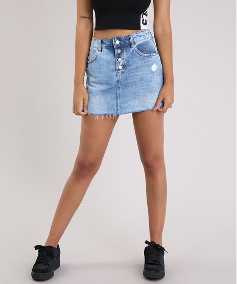 Saia-Jeans-Feminina-com-Puidos-e-Bolsos-Azul-Claro-9217861-Azul_Claro_1